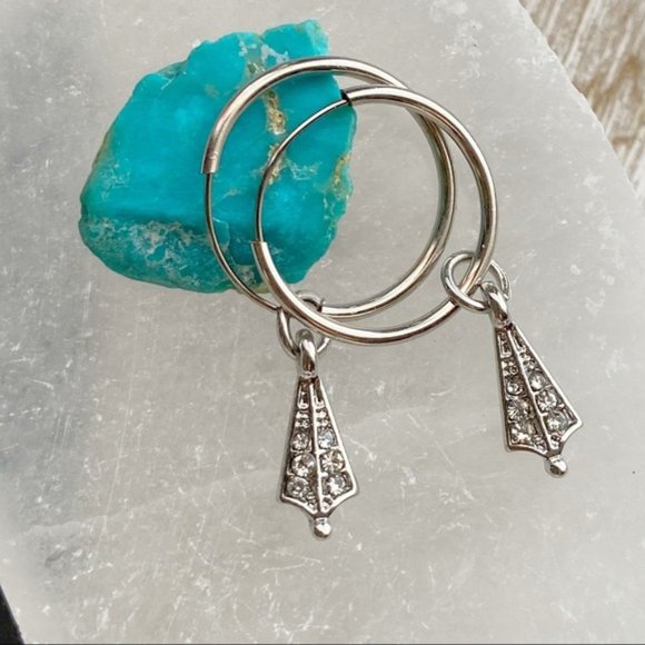 Alquimia Jewelry - WINGS CZ PAVE MINI WHITE GOLD CHARM HOOPS